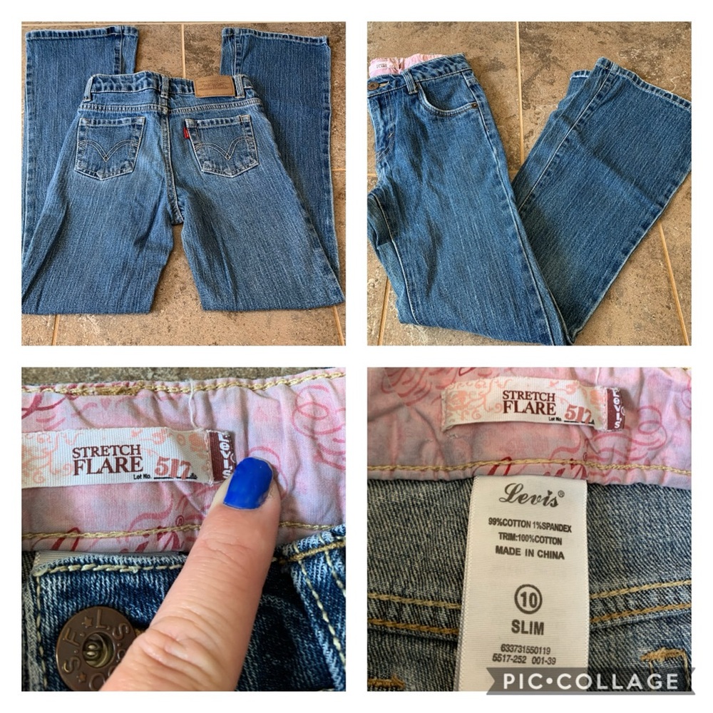 #11 GIRLS EUC LEVIS STRETCH FLARE 517 JEANS ADJ WAIST 10 SLIM